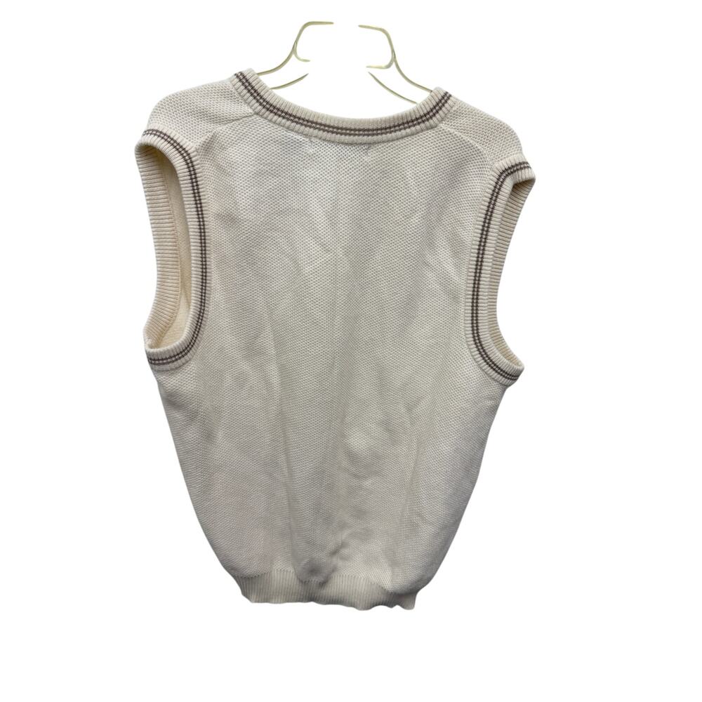 Vintage Cape Isle Knitters Sweater vest Mens Sz L preppy y2k cream pullover - Picture 2 of 4